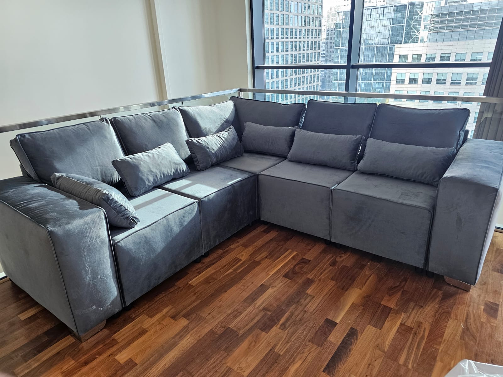 Platinum Grey Boris U-shape sofa